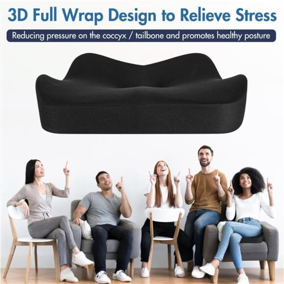 Ergonomic Memory Foam Car Seat Cushion Sciatica Pain Relief Tailbone Support Pad - Picture 5 of 7